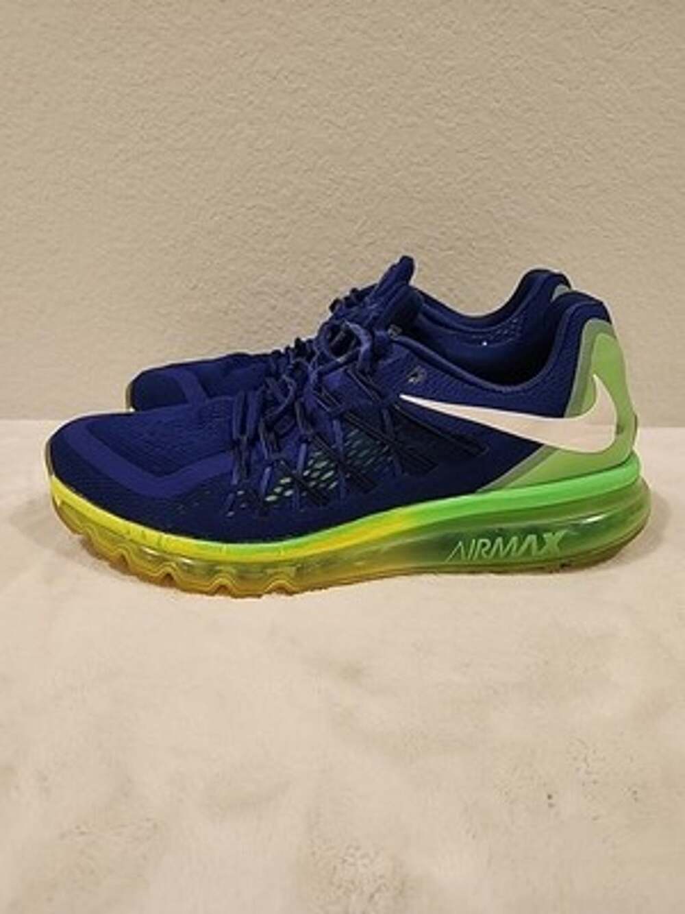 Nike Air Max 2015 running shoe Mens 12.5 Blue Lime Green